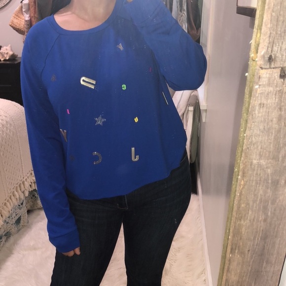 Juicy Couture size XLarge Royal blue cozy spellout sweatshirt - Picture 2 of 10